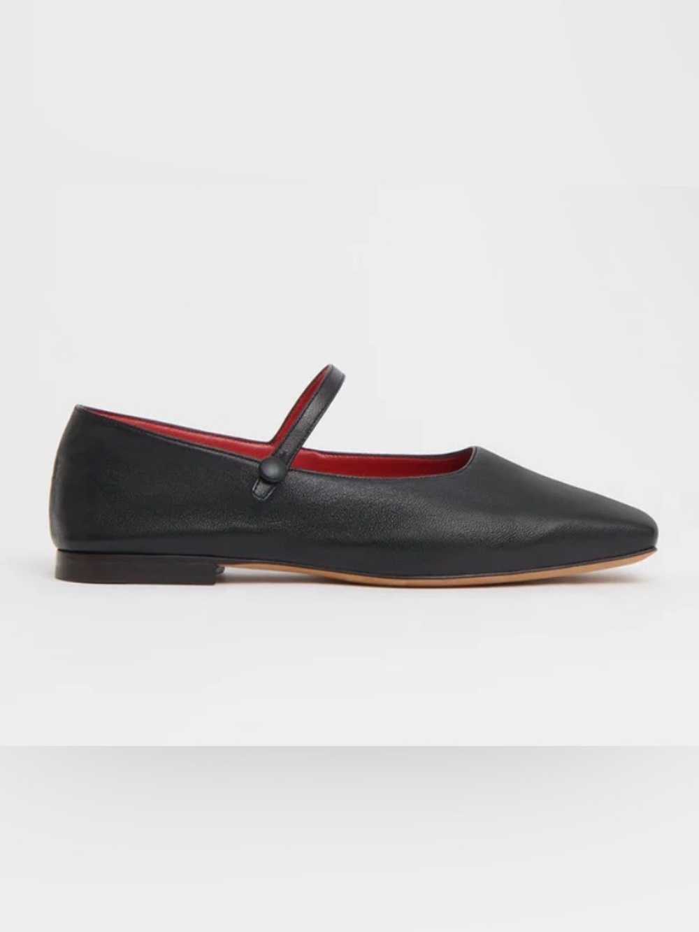 Mansur Gavriel Black Leather Mary Jane Flats with Red Insole Square Toe Sz 36 - Picture 3 of 8
